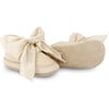 Lonny Chiffon Bow Small Wavy Edge Leather Shoes, Cream - Sneakers - 5