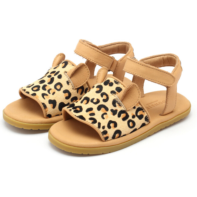 Lara Spotted Cow Hair Sandals, Leopard
