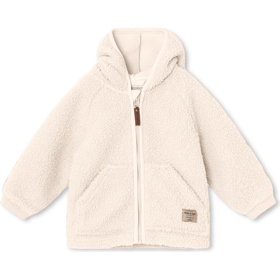 Recycled Liff Teddy Fleece Jacket, White Swan - Jackets - 1