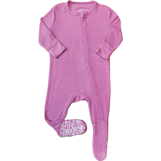 Rib Knit Bamboo Footed Sleeper, Orchid - Footie Pajamas - 1
