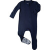 Rib Knit Bamboo Footed Sleeper, Midnight - Footie Pajamas - 1 - thumbnail