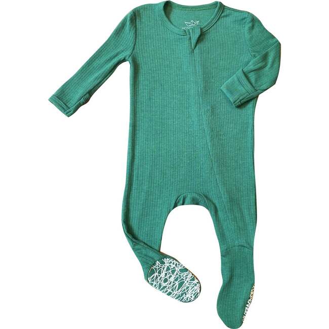 Rib Knit Bamboo Footed Sleeper, Billard - Footie Pajamas - 1