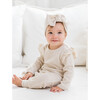 Waffle Knit Dainty Bow Wrap Band, Heather Oat - Hair Accessories - 2