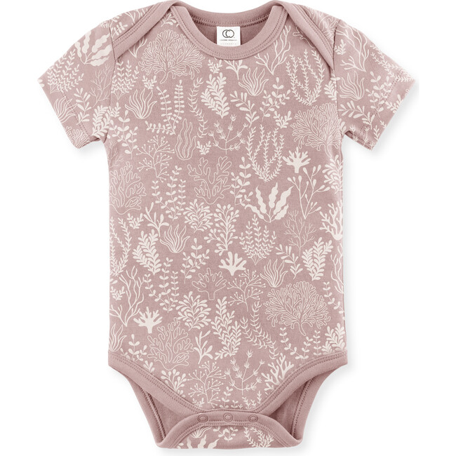 Afton Organic Short Sleeve Print Bodysuit, Coral Reef