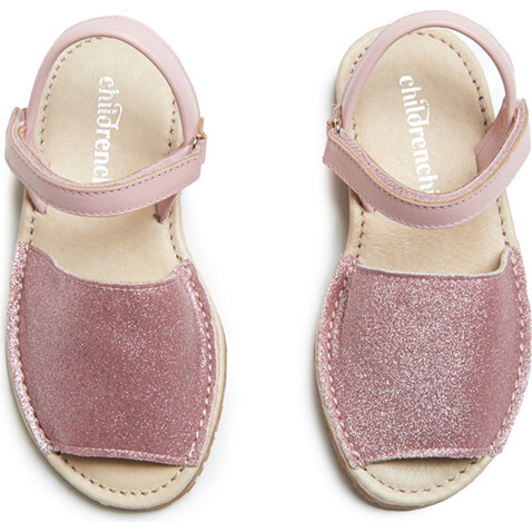 Leather Sandals, Pink Glitter - Sandals - 6