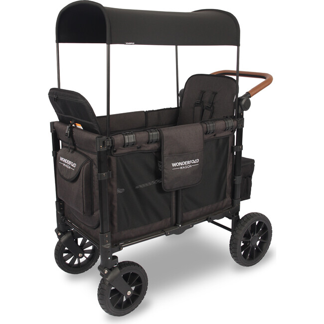 Premium Double Wagon Style Luxe Stroller, Volcanic Black