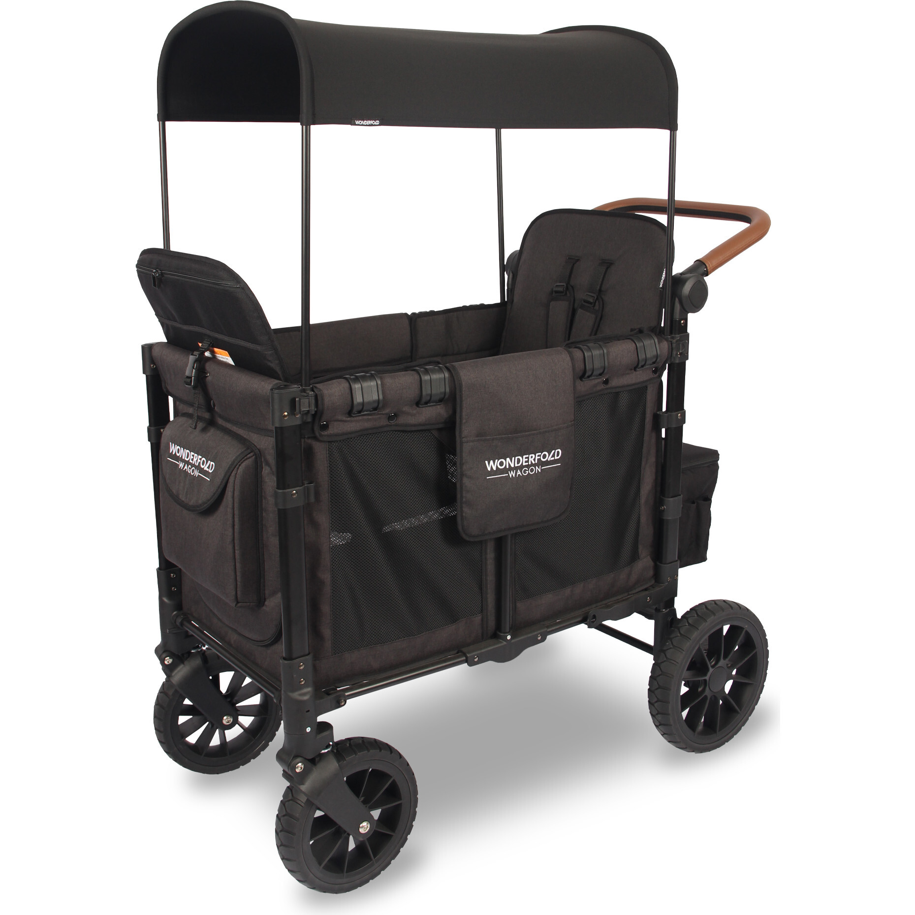 Premium Double Wagon Style Luxe Stroller, Volcanic Black - Wagons - 1