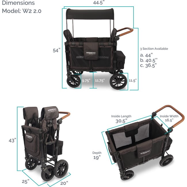 Premium Double Wagon Style Luxe Stroller, Volcanic Black - Single Strollers - 9