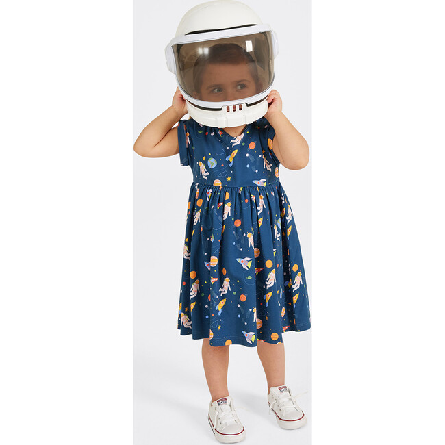 Rolled Sleeve Cuffed Short Sleeve Dress, Space Exploration - Dresses - 3