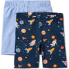 Biker Pull-On Print And Solid Shorts, Space Exploration (Pack of 2) - Shorts - 1 - thumbnail
