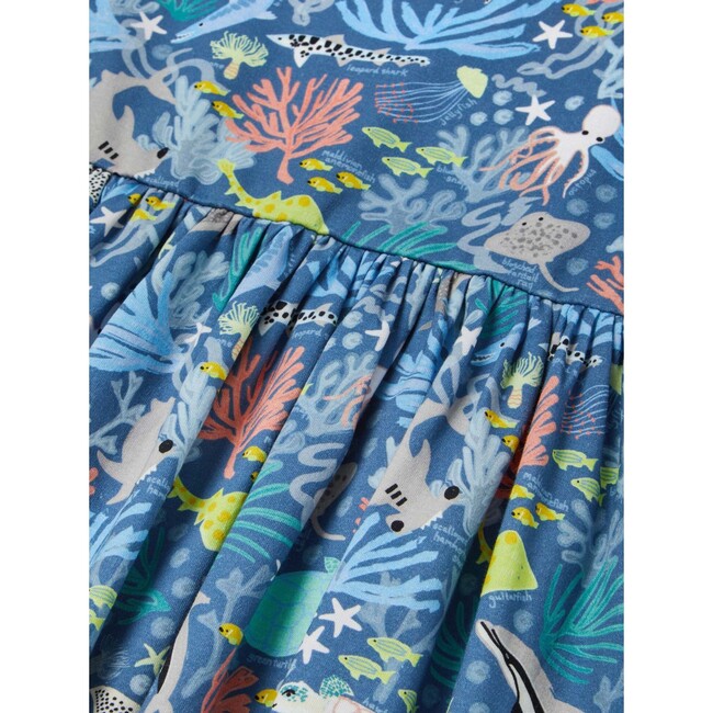Rolled Sleeve Cuffed Short Sleeve Dress, Ocean Life - Dresses - 2