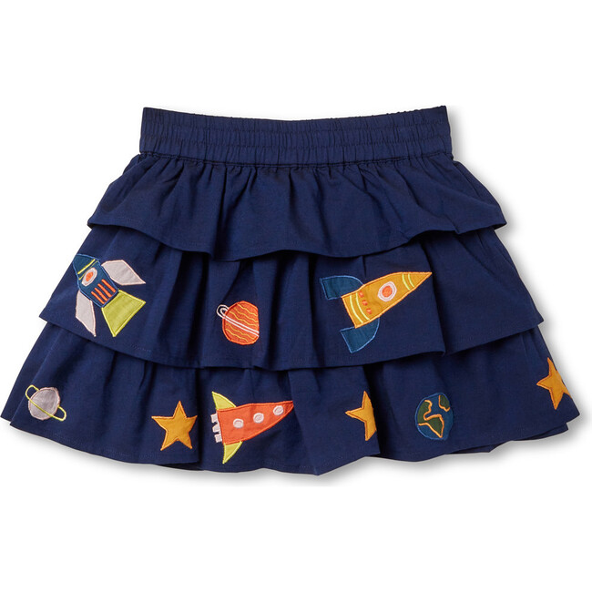 Chambray Appliqué 3-Tier Skirt, Space Exploration - Skirts - 1
