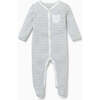 Sleepsuit With Front Opening, Grey Stripe - Rompers - 1 - thumbnail