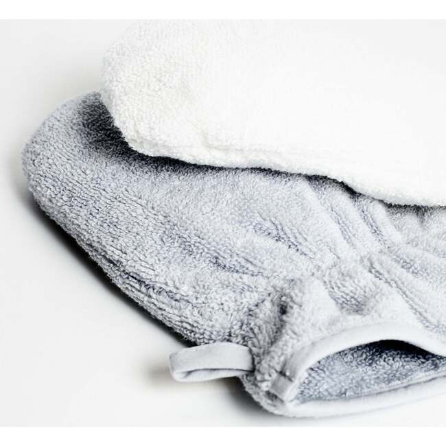 Towel Mitt With Loop, White And Grey - Gloves - 2