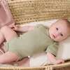 Ribbed Short Sleeve Bodysuit, Mint - Bodysuits - 2