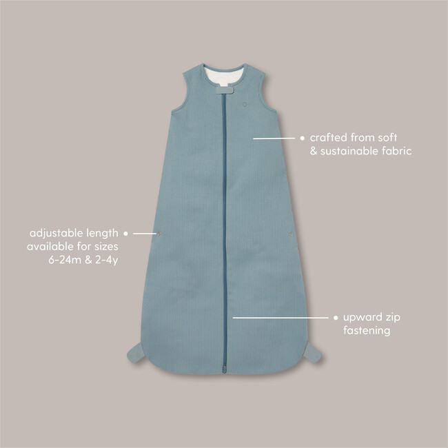 Ribbed Front Opening Sleeping Sack 1.5 TOG, Sky - Sleepbags - 3