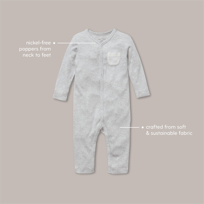 Front Opening Snap Romper, Blue Stripe - Rompers - 2