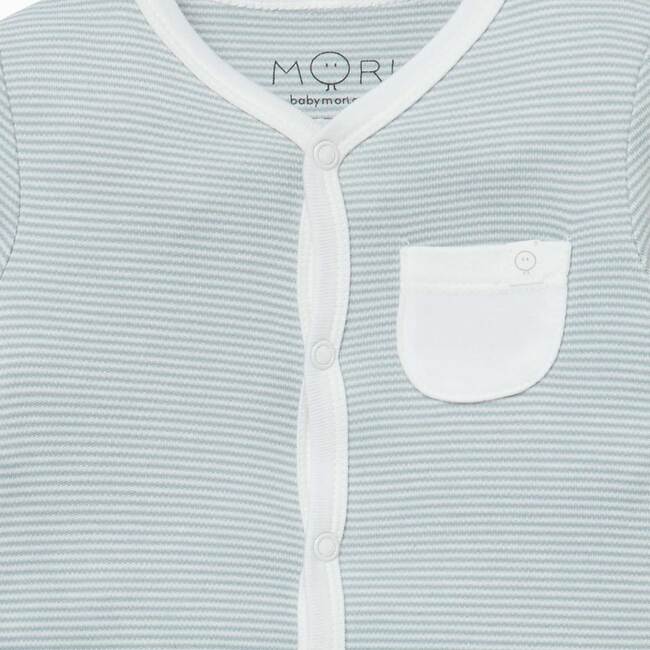 Front Opening Snap Romper, Blue Stripe - Rompers - 3
