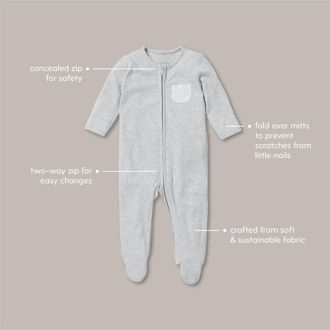 Clever Zip-Up Sleepsuit, Blue Stripe - Rompers - 5