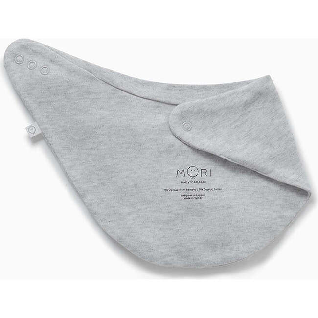 Double-Ply Bandana Style Milk Bib, Grey - Bibs - 3