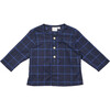 Lupo Baby Collarless 3-Buttoned Shirt, Navy Windowpane - Shirts - 1 - thumbnail