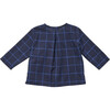 Lupo Baby Collarless 3-Buttoned Shirt, Navy Windowpane - Shirts - 3