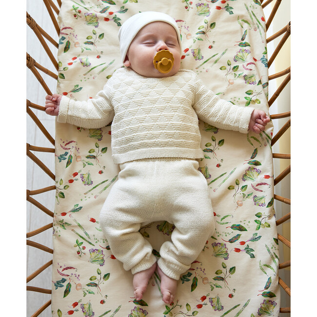 Printed Cotton Elastic Corner Crib Sheet, Eat Your Greens - Crib Sheets - 2