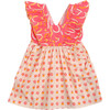 Tully Gathered Waist Ruffle Sleeve Dress, Pink And Cream - Dresses - 1 - thumbnail