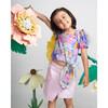 Daffy Floral Print Puffy Sleeve Crop Top, Purple - Blouses - 2