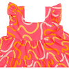 Swiggly Swirly Print Frilly Sleeve Tiered Frock, Pink - Dresses - 5