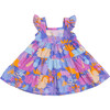 Daffy Floral Print Frilly Sleeve Tiered Frock, Purple - Dresses - 3