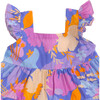 Daffy Floral Print Frilly Sleeve Tiered Frock, Purple - Dresses - 4 - thumbnail