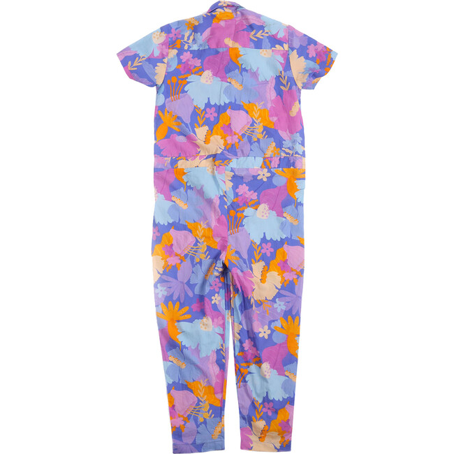 Daffy Unisex Floral Print Short Sleeve Jumpsuit, Purple - Jumpsuits - 5