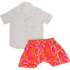 Swiggly Swirly Print Co-Ord Set, White And Pink - Mixed Apparel Set - 1 - thumbnail