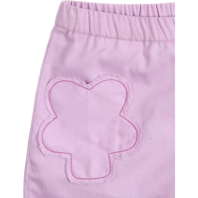 Peri Flower Patch Pocket Denim Skort, Purple - Skirts - 7