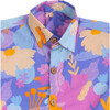 Daffy Unisex Floral Print Short Sleeve Jumpsuit, Purple - Jumpsuits - 6 - thumbnail