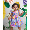 Daffy Floral Print Frilly Sleeve Tiered Frock, Purple - Dresses - 7