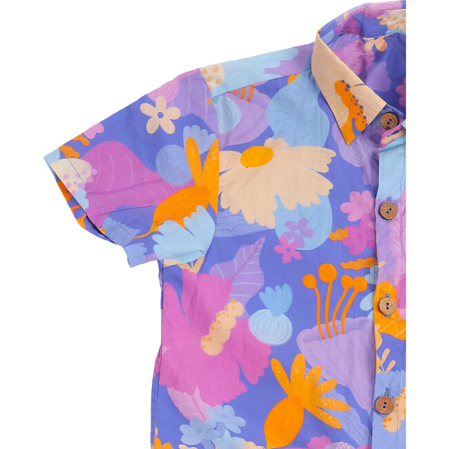 Daffy Unisex Floral Print Short Sleeve Jumpsuit, Purple - Jumpsuits - 7