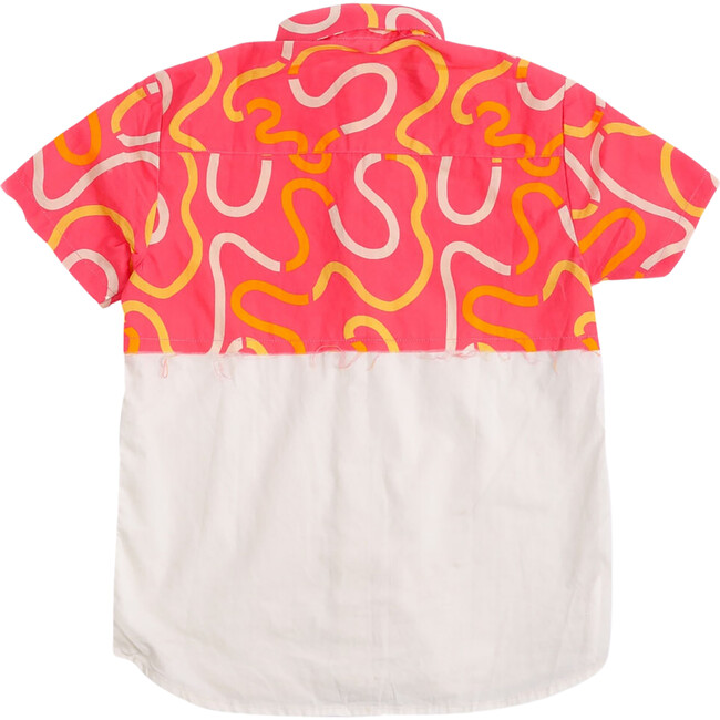 Swiggly Half And Half Swirly Print Shirt, Pink And White - Shirts - 4