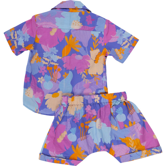 Daffy Floral Print Shirt And Shorts Co-Ord Set, Purple - Mixed Apparel Set - 3