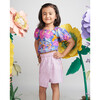 Daffy Floral Print Puffy Sleeve Crop Top, Purple - Blouses - 8