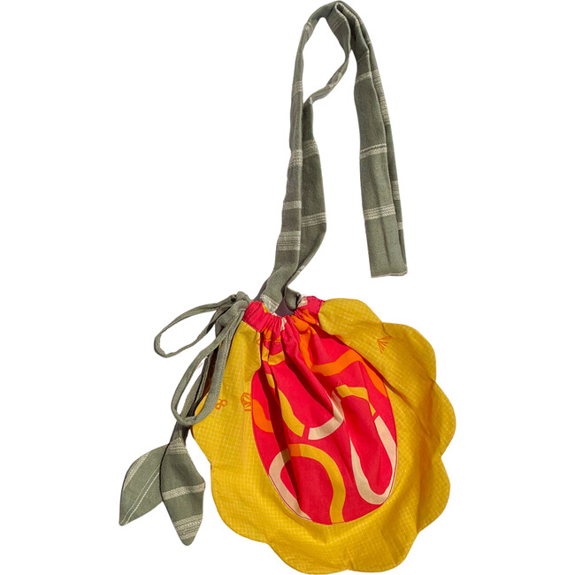 Swiggle Flower Print Upcycled Sling Bag, Pink And Yellow