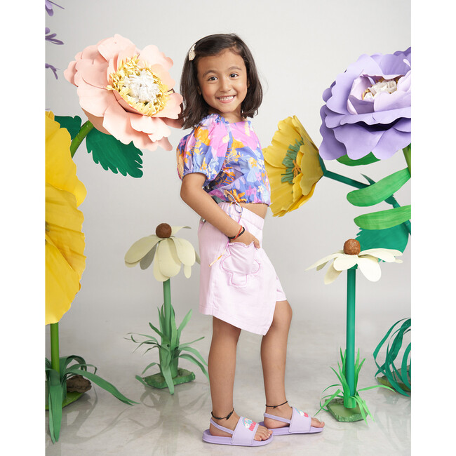 Daffy Floral Print Puffy Sleeve Co-Ord Set, Purple - Mixed Apparel Set - 4