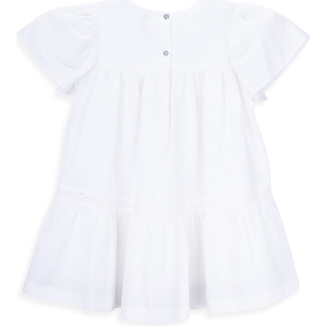 Florence Round Neck Short Ruffled Sleeve Dress, Pearl - Dresses - 2