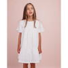 Florence Round Neck Short Ruffled Sleeve Dress, Pearl - Dresses - 3