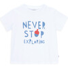 Never Stop Exploring Uv Protect Crew Neck  Short Sleeve T-Shirt, White - T-Shirts - 1 - thumbnail