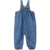 Becky Adjustable Buttoned Strap Denim Overalls, Medium Blue - Overalls - 1 - thumbnail