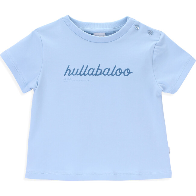 Hullabaloo Crew Neck Short Sleeve Shoulder Open T-Shirt, Blue Fog - Tees - 1