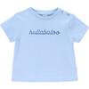 Hullabaloo Crew Neck Short Sleeve Shoulder Open T-Shirt, Blue Fog - T-Shirts - 1 - thumbnail