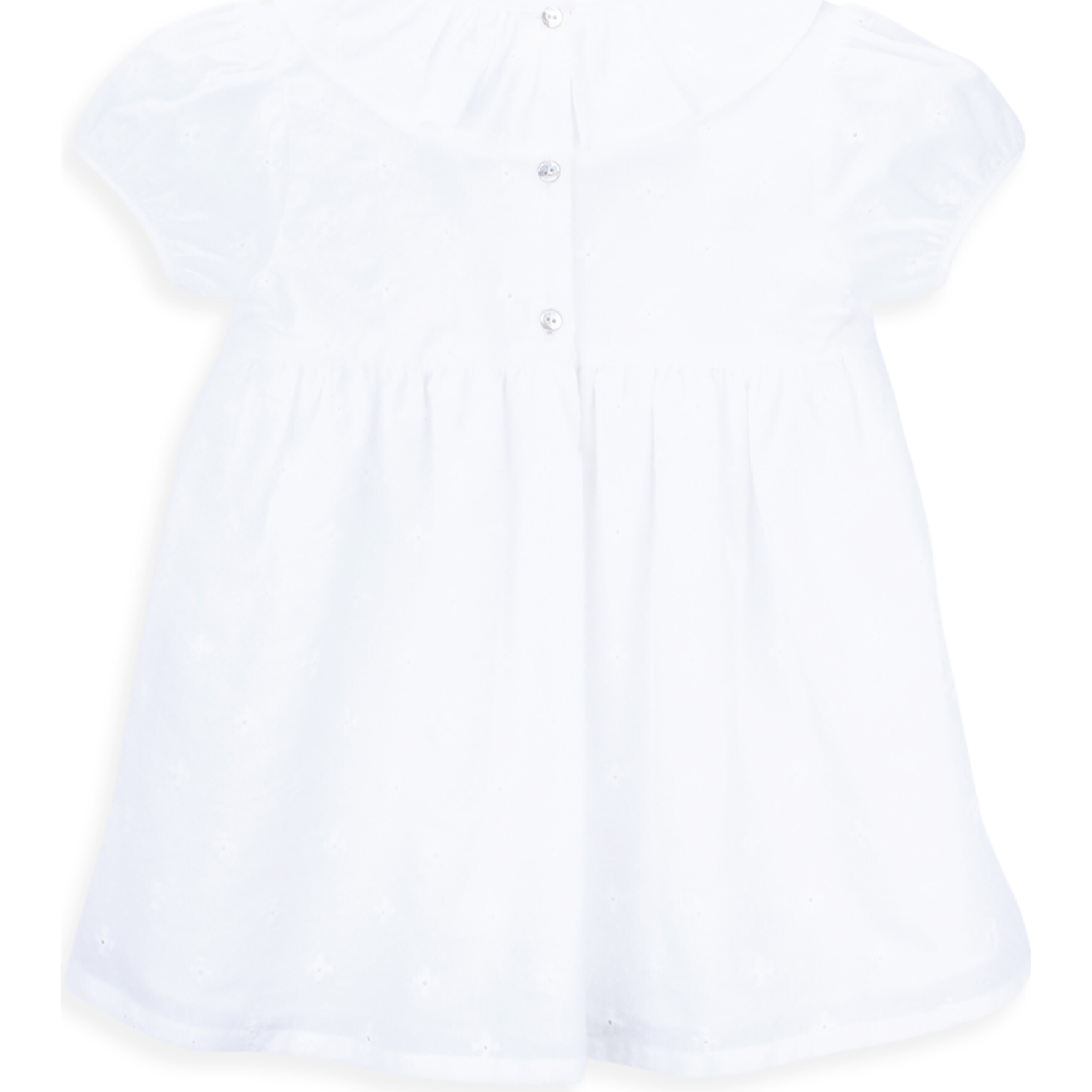 Etta Round Ruffled Collar Short Sleeve Dress, Pearl - Dresses - 1